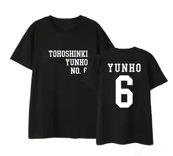 

Kpop tohoshinki tvxq member name printing o neck black/white t shirt for summer unisex short sleeve loose k-pop t-shirt