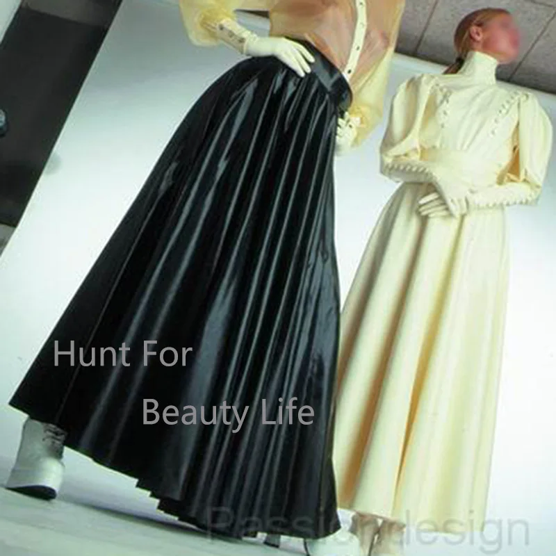 

Latex long skirt pleated without top blouse black part fetish Customization Pleats long to ankle