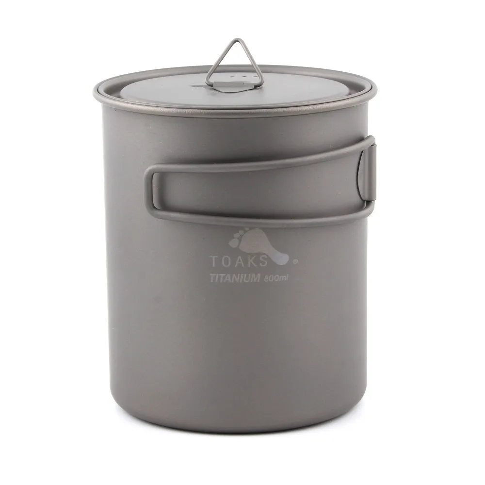 

TOAKS POT-800 Ultralight Titanium Pot Outdoor Camping Cookware Titanium Water Cup Folding Handle 800ml