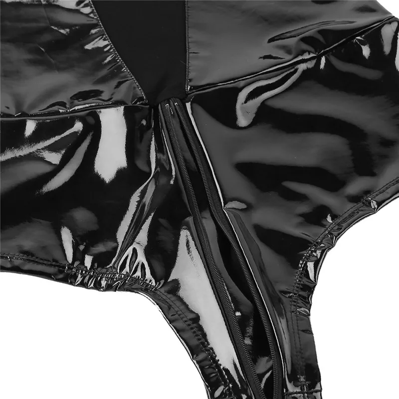 Женское нижнее белье из искусственной кожи Wetlook Сетчатое комбинированное Боди
