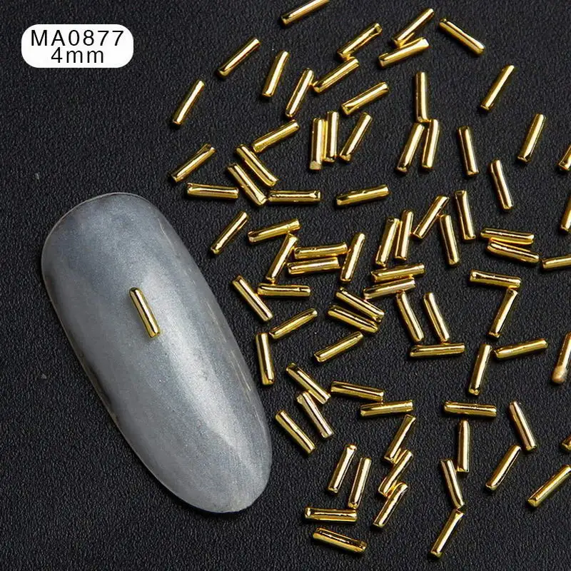 MA0877 100 шт. медная изогнутая палочка для ногтей с заклепками, блестки для ногтей, украшения для маникюра, 3D украшения для ногтей - Цвет: MA0877