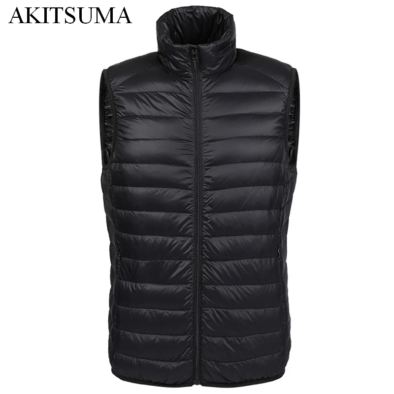 

Winter duck down vest men Ultra Light 90% Duck Down Vest loose waistcoat Vest Sleeveless jacket autumn black gray blue navy