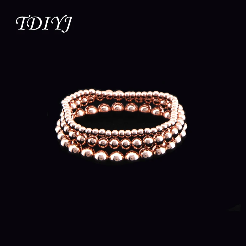 TDIYJ Joma Jewellery Bead Charm Bracelets 19cm Rose Gold Expandable Ball Bracelet Wristband for