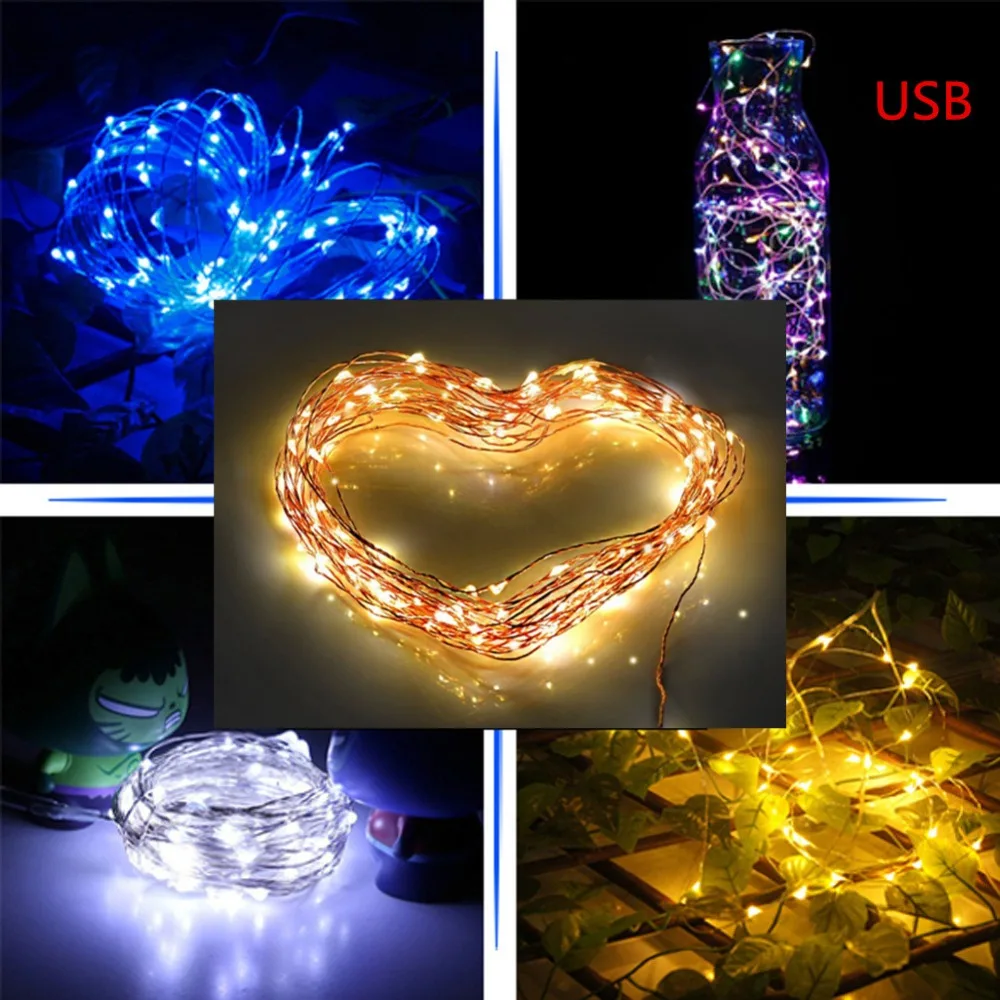 

10 meter 100 lamp USB copper wire lamp string festival decorative lamp LED Christmas tree lamp