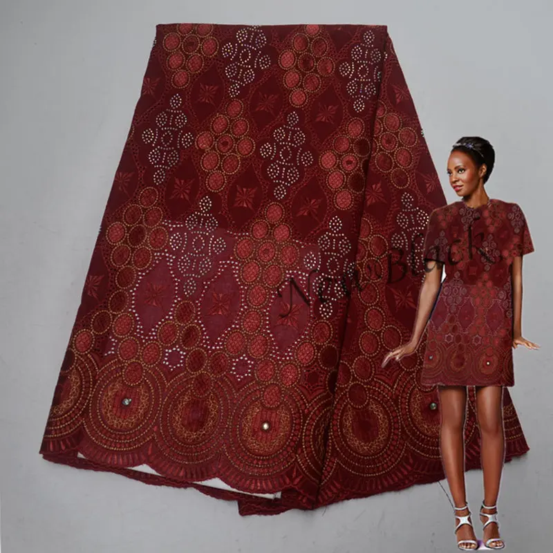 

2019 High Quality Fashion New Design Lace Swiss Voile Lace Fabric African Lace Fabric With Stones For Ladies Dress Making