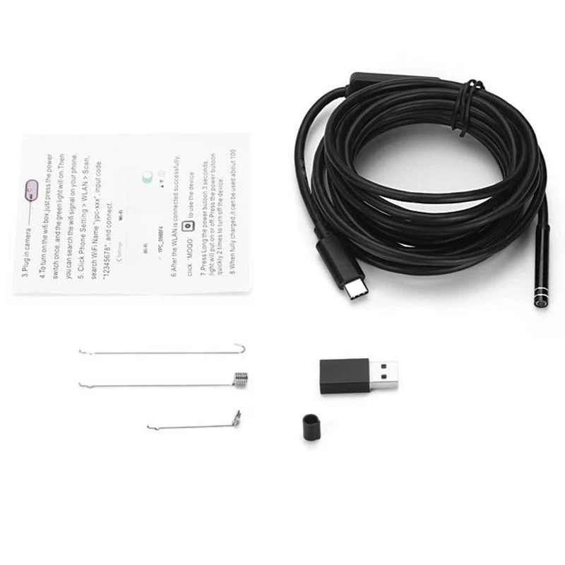Antscope 720P USB Endoscope Camera for PC 8mm Waterproof Type-c Snake Cable Android Inspection Borescopes for Huawei Phone 24
