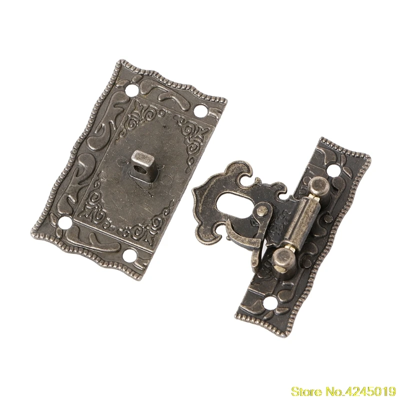 High quality 55mmx47mm Vintage Style Latch Wooden Box Hasp Pad Chest Lock Bronze Tone Antique