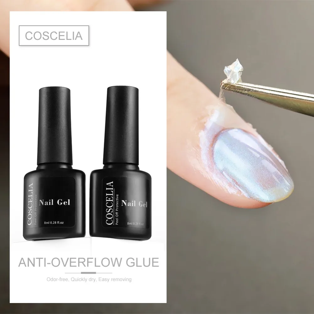 COSCELIA 2 цвета отшелушивается дизайн ногтей Латексная лента легко чистить лак для ногтей защита для кожи пальцев Гель-лак для ногтей