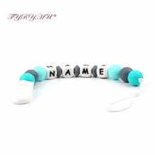TYRY.HU Handmade Personalized Any Name Silicone Teething Pacifier Clip Holder Baby Carrier Teething Accessory Chew Teether Toys