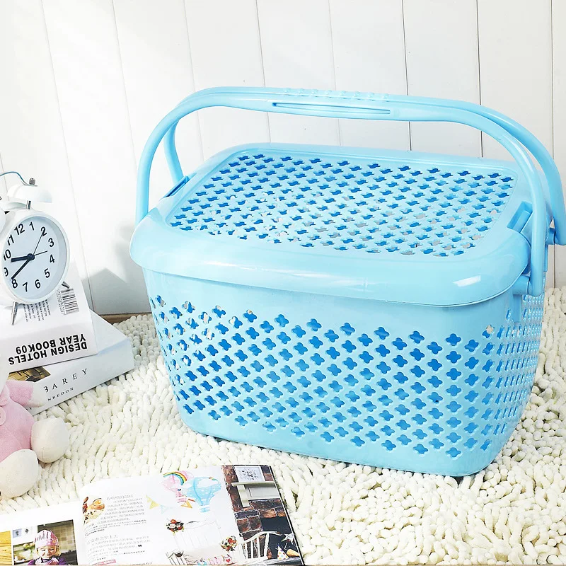 Jin Lixian Sub Large Multipurpose Portable Plastic Storage Basket With Lid Creative Minimalist