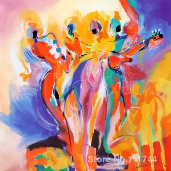 

Canvas abstract oil paintings jazz explosion hand painted alfred gockel modern art for living room decor