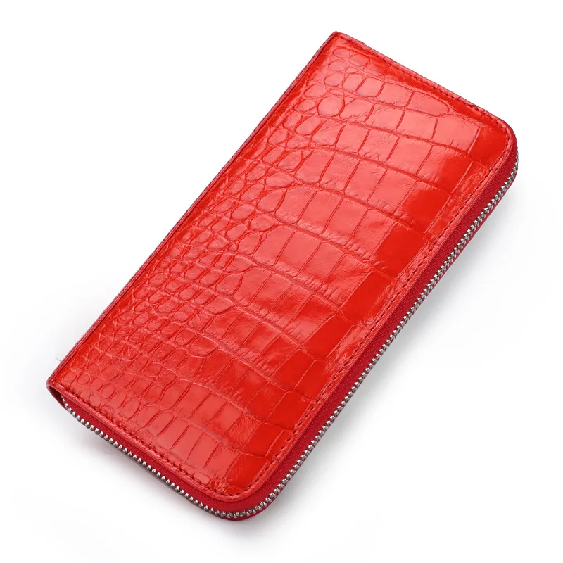 

New Korean version of Thai leather crocodile wallet long zipper lady purse multi bit grip bag