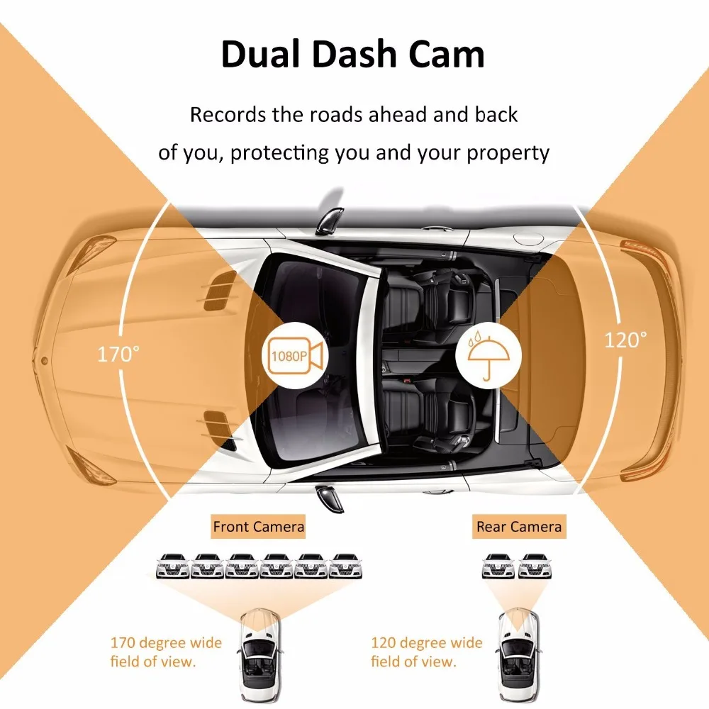 Azdome A305D Dual Lens FHD 1080P Car DVR Novatek 96658 LCD Screen Sony IMX323 Car Video Recorder Dash Cam With Rear Camera