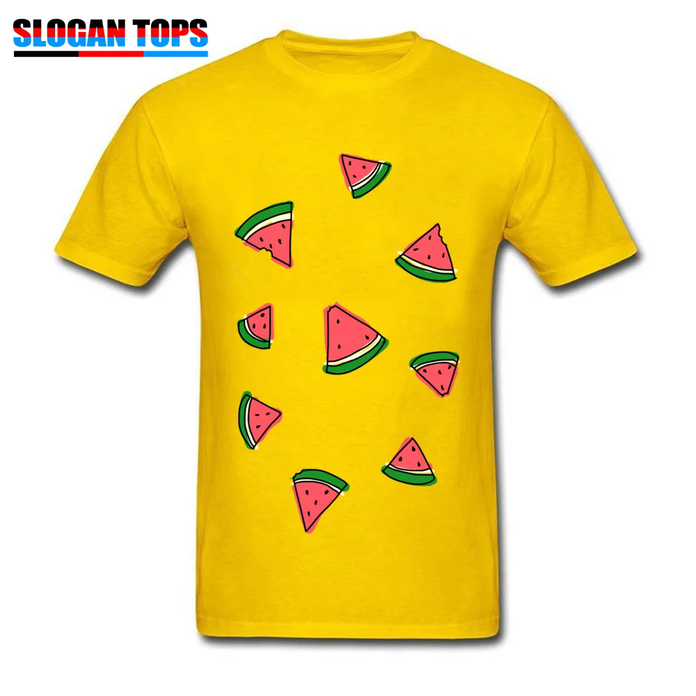 NormalDesign Short Sleeve Tops Shirt Summer/Fall Newest Crew Neck Pure Cotton T Shirt Men T Shirt WATERMELONS  WATERMELONS yellow