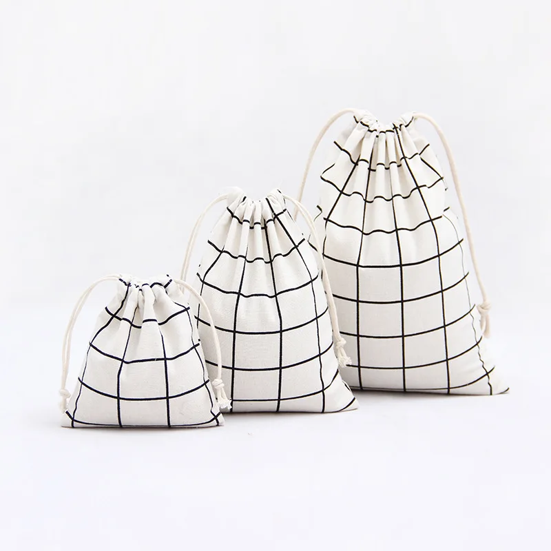 1pcs font b Men b font White Plaids Pattern Drawstring Cotton Linen Travel font b Shaver