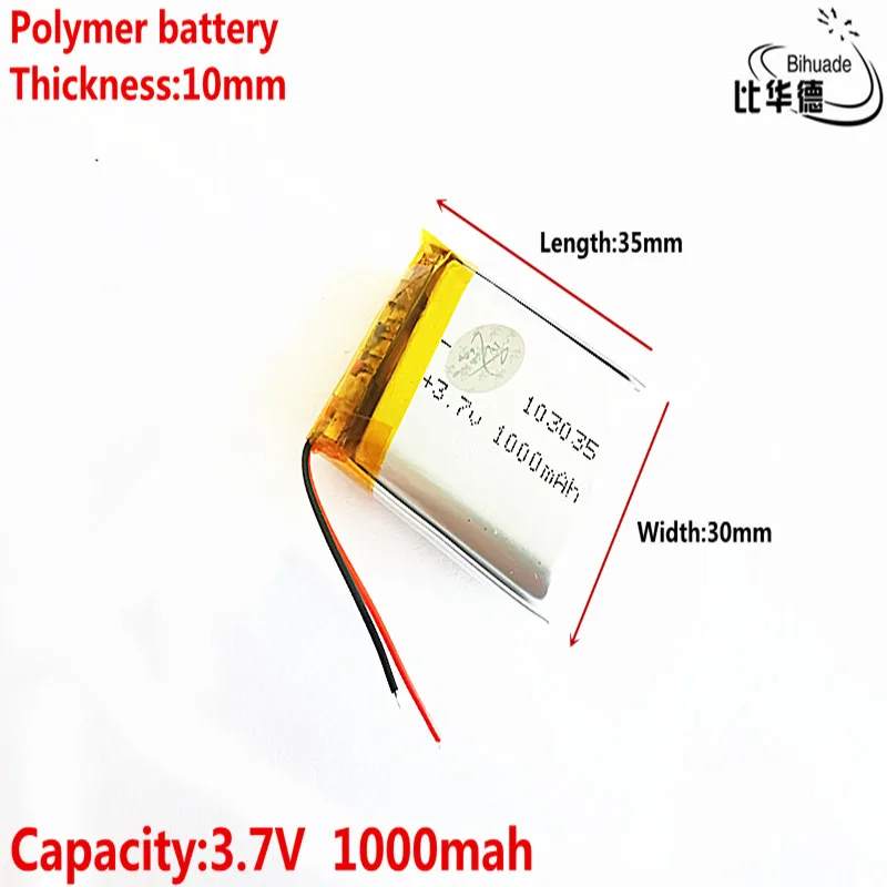 Хорошего качества литиевая батарея 3,7 V, 1000mAH 103035 полимерный литий-ионный/литий-ионный аккумулятор для планшетных ПК банк, gps, mp3, mp4