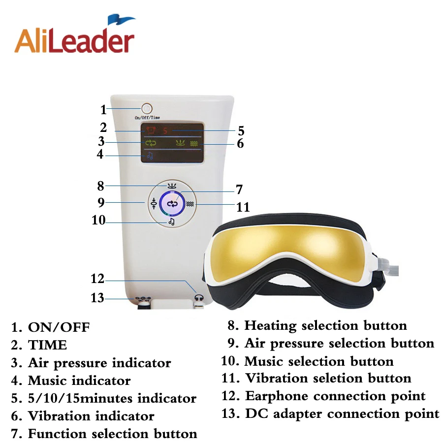  Alileader Eye Massager with Heat & Air Pressure for Dry EyesPortable Eyes Massager Stress Relief Co