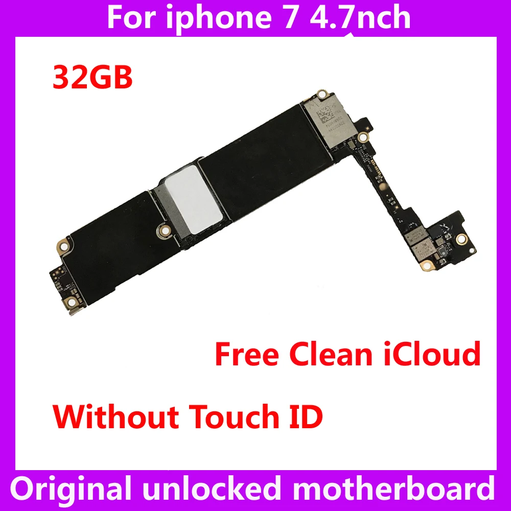 

100% tested working Original IOS System mobile phone circuits board for iphone 7 32gb Full unlocked motherboard without touch ID