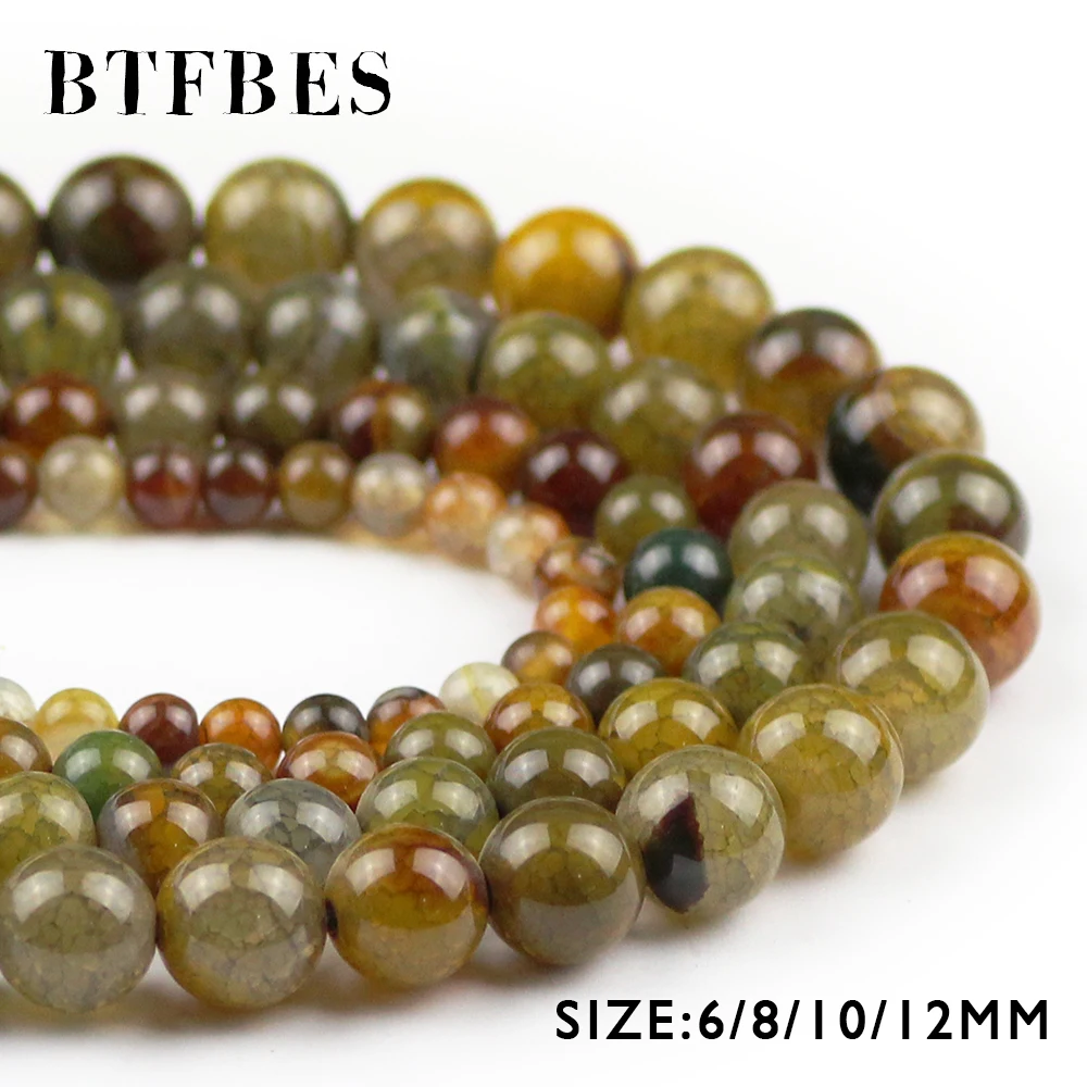 Natural 4//6//8//10//12mm Agate Gemstone Tea Round Beads Dragon Spacer 15/" Loose