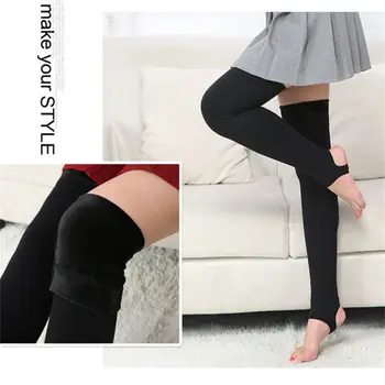 

New Winter Nylon Velvet Thickening Knees Socks Women Warm Legs High Stockings Wholesale 3pair/lot