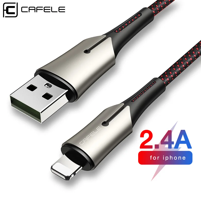 

Cafele 2.4A USB Cable for iPhone X XS MAX XR 8 7 6 5s 120CM 180CM Braided for Lightning Charging Cable Sync Data Transfer Cable