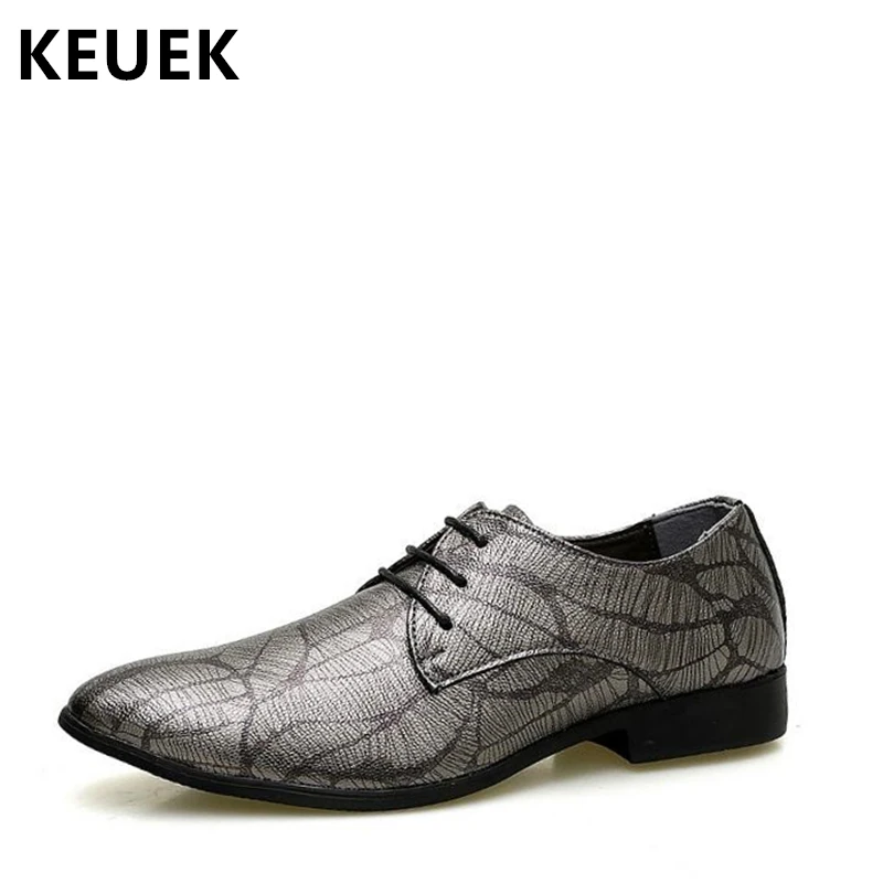 

New Arrival Fashion Men Dress shoes Pointed Toe Lace-Up Casual leather shoes Male Flats Oxford shoes Youth Wedding shoes 02A