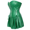 Sexy Corset Dress Women's Faux Leather Overbust Corset Bustier with Mini Skirt Poison Ivy Costume Green Plus Size S-6XL ► Photo 2/5