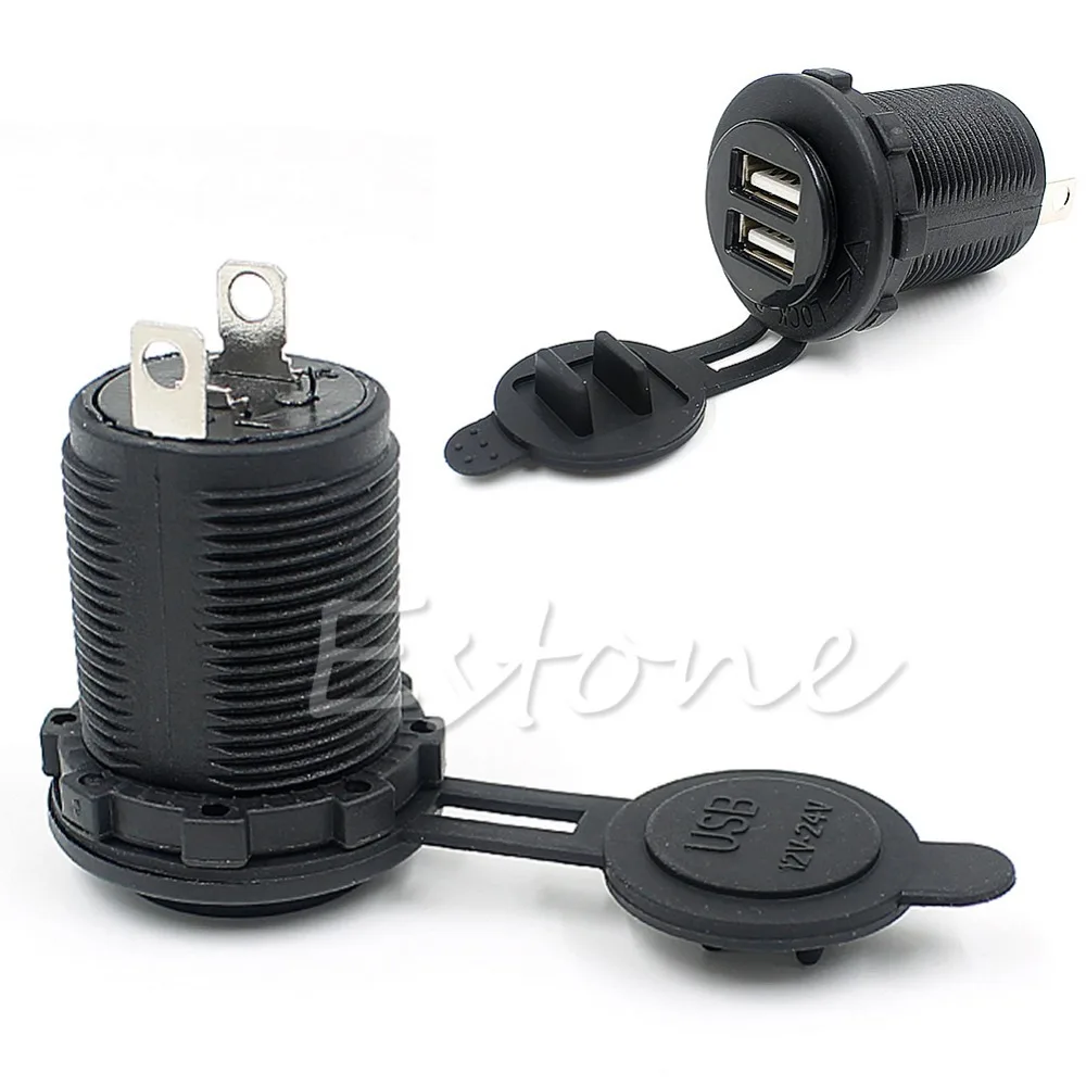 Dual USB Car Cigarette Lighter Socket DC 12V 24V Charger Power Adapter Outletin Cables