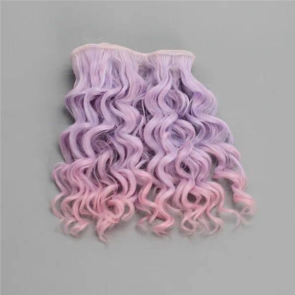 Bjd парик аксессуары 1 шт 15*100 см кукла волос для 1/3 1/4 1/6 1/12 натуральный Цвет вьющиеся кукольные волосы парик "сделай сам" - Цвет: 02 Pink Purple Color