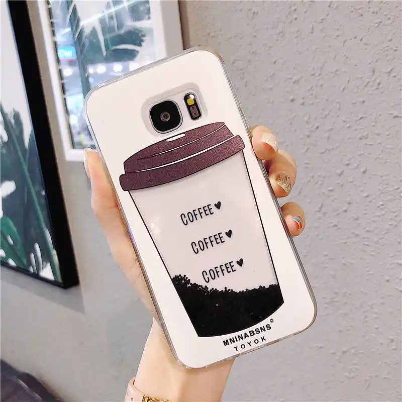 

Coffee Cup Liquid Soft Case for Samsung Galaxy S8 S9 S10 Plus S7 Edge A3 A5 A7 2017 J3 J5 J7 2016 A7 A6 A8 Plus 2018 A750 Cover