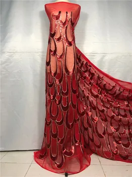 

French Mesh Lace With Lots Of sequins For Evening Party Dresses green High Quality Embroidered Lace Fabric red Royal Blue