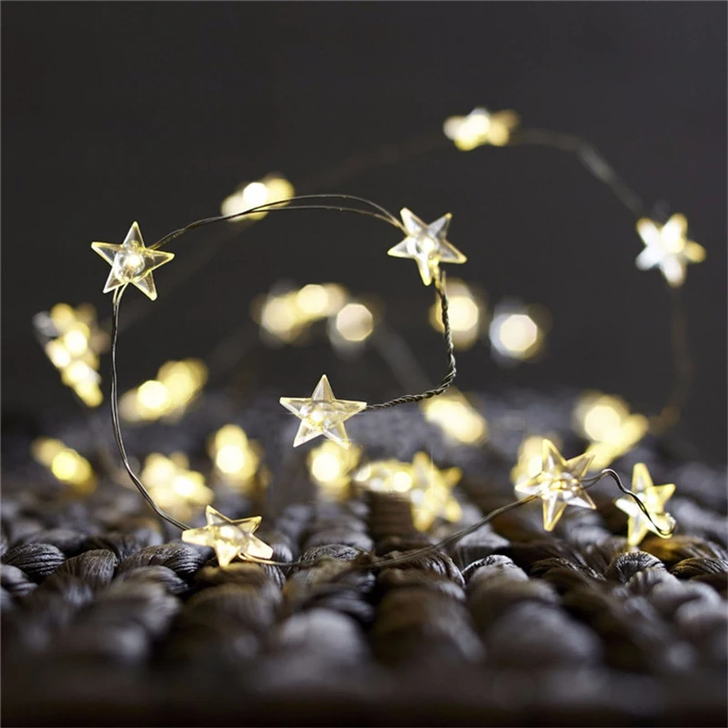 

Quadurple 1M 10leds Star Copper Wire LED String Light for Christmas or Wedding Party Decoration with Battery Operated