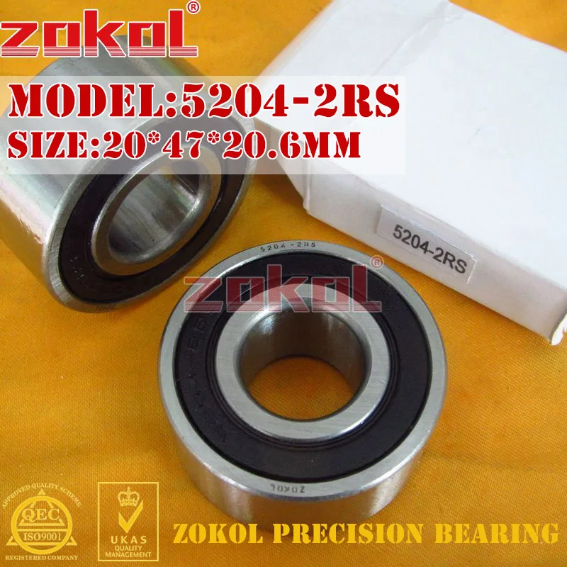 Подшипник ZOKOL 5204 2RS 3204 2RZ (3056204) осевой радиально упорный шарикоподшипник 20*47*20 6 мм| |
