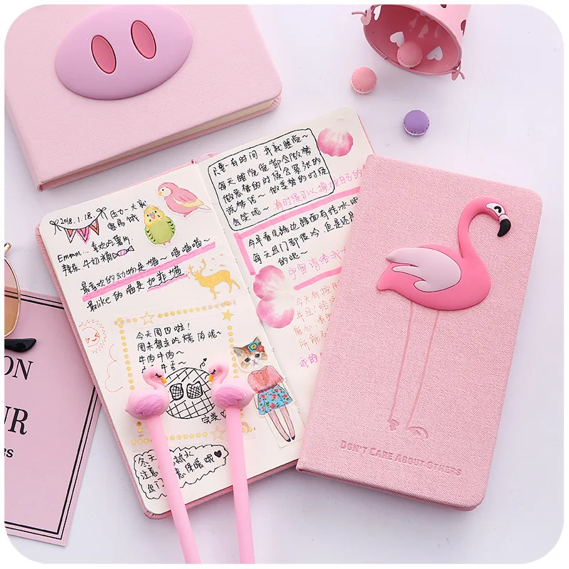 

Nice Pink Notebook Flamingo Note Book with Gel Pen Set Daily Planner Journal DIY Diary Notepad The Best Gift Choice Stationery