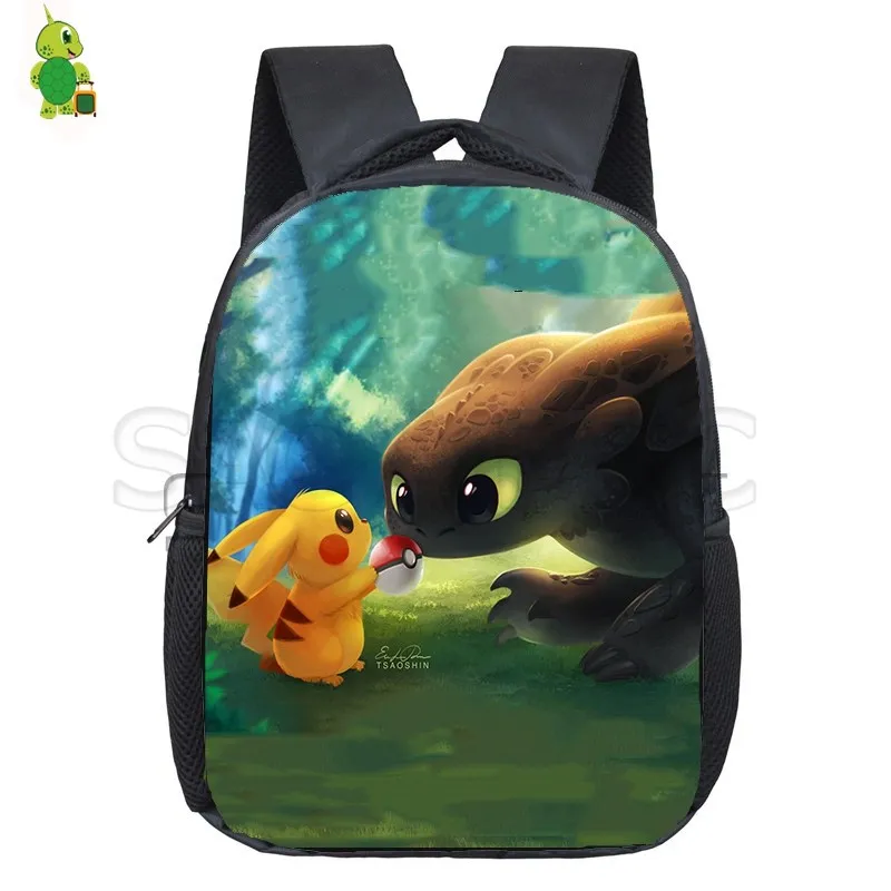 

12 Inch Schoolbag Detective Pikachu Backpack Pokemon Eevee School Bags Toddler Backpacks Boys Girls Kindergarten Anime Backpack