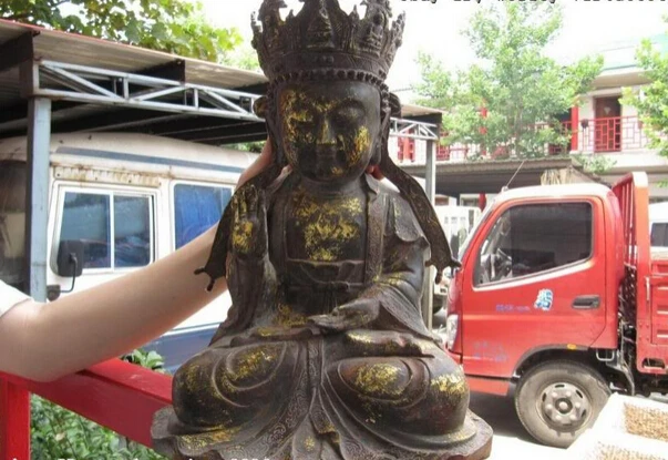 

S1009 14"tibet bronze gild Kwan-Yin Guan Yin Bodhisattva Tathagata buddha statue D0318