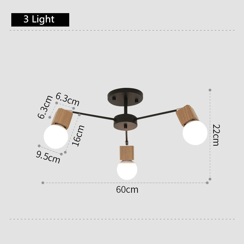 AC100V~ 220V E27 деревянные светодиодный Потолочные светильники Гостиная Спальня современный потолочный светильник Современные Потолочные плафоны Lustres De Sala Plafon подвес огни - Цвет корпуса: Black 3 Light
