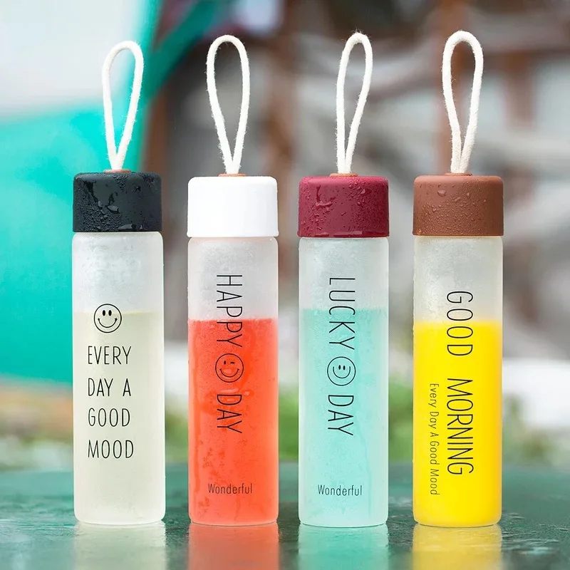 ZOOOBE 360 мл Портативный Стекло бутылка для воды с веревкой Drinkware матовый Бутылки