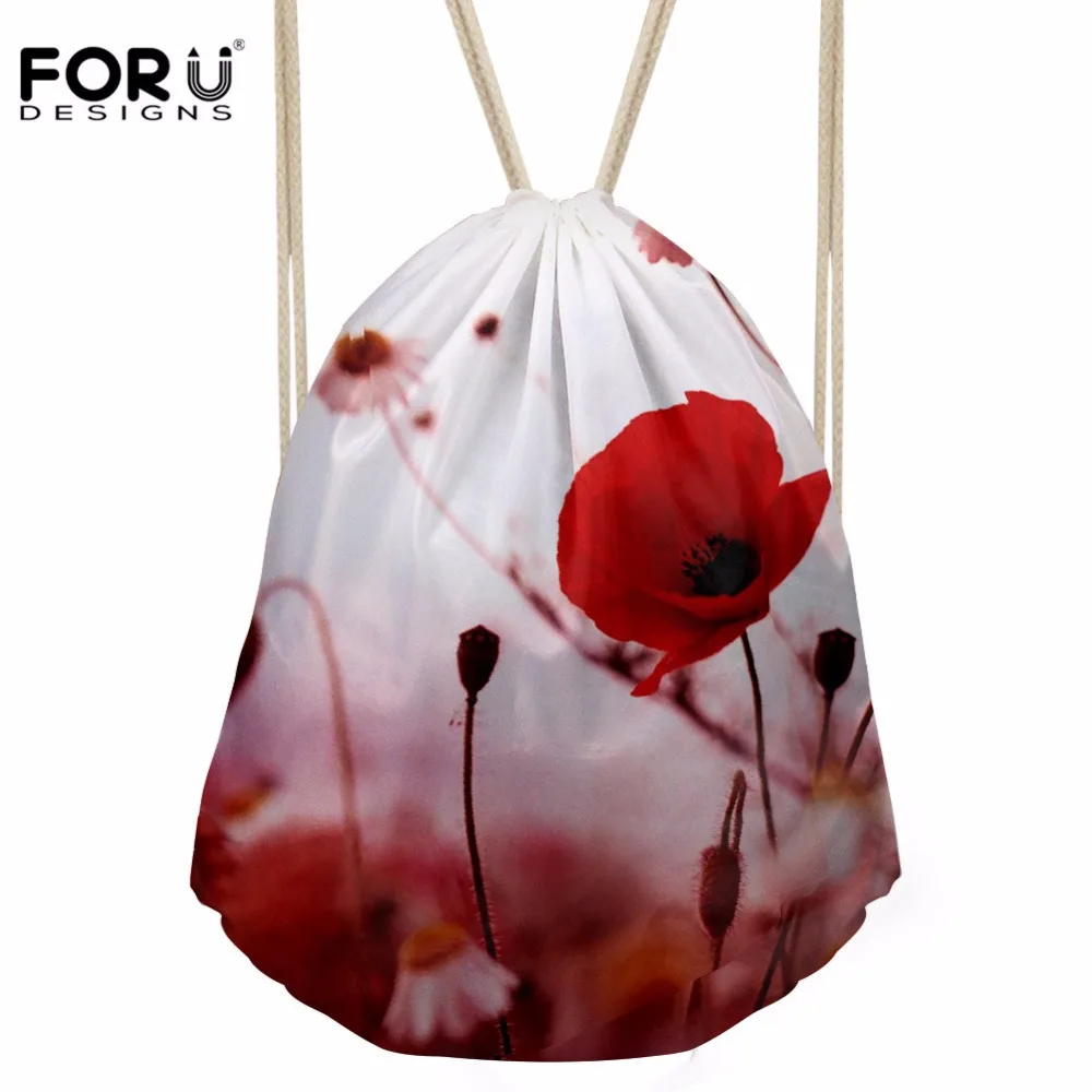 Forudesigns Для женщин Drawstring сумка женские 3D с цветочным принтом рюкзак Обувь для девочек Дети Мода упаковки Вышивка Крестом Пакет для путешествий Mochilas