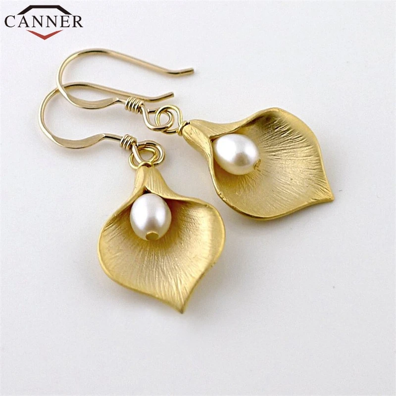 CANNER Exquisite Korean Earrings Statement Dangle/Drop Earrings for Women Flower Long Earrings Gold Pearl earrings 2019 FI