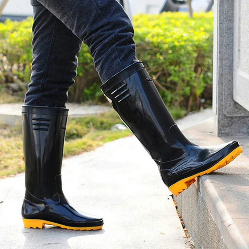 

Long Boots Men Waders Fishing Non-slip Waterproof High Rain Shoes Wading Garden Farm Mud Water PVC Rubber Knee Wellies Outdoors