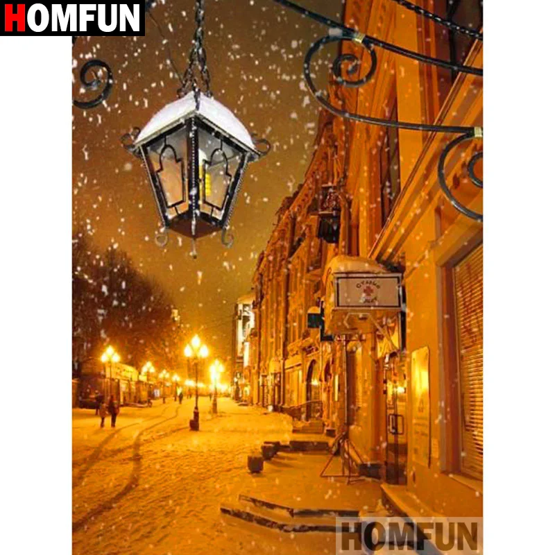 

HOMFUN Full Square/Round Drill 5D DIY Diamond Painting "Street light" 3D Diamond Embroidery Cross Stitch Home Decor A20082