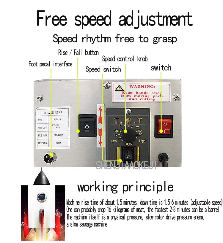 10L большой емкости вертикальной переменной скоростью электрическая машина колбасы ETV10L все нержавеющей стали колбаса клизма машина 110-240 В