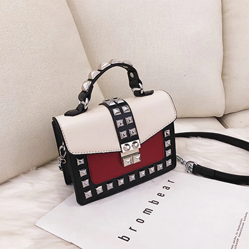 Ladies hand bag Simple Rivet Crossbody Bags Small Square Shoulder Bag womens handbags and purses brand chain bag for women Ladies hand bag Simple Rivet Crossbody Bags Small Square Shoulder Bag womens handbags and purses brand chain bag for women
