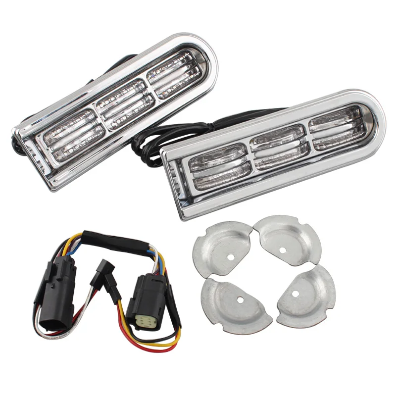 

Motorcycle Parts Chrome LED Inserts Saddlebag Filler Support Lights For Harley Touring Electra Glide CVO 2014-2017 Ultra Limited
