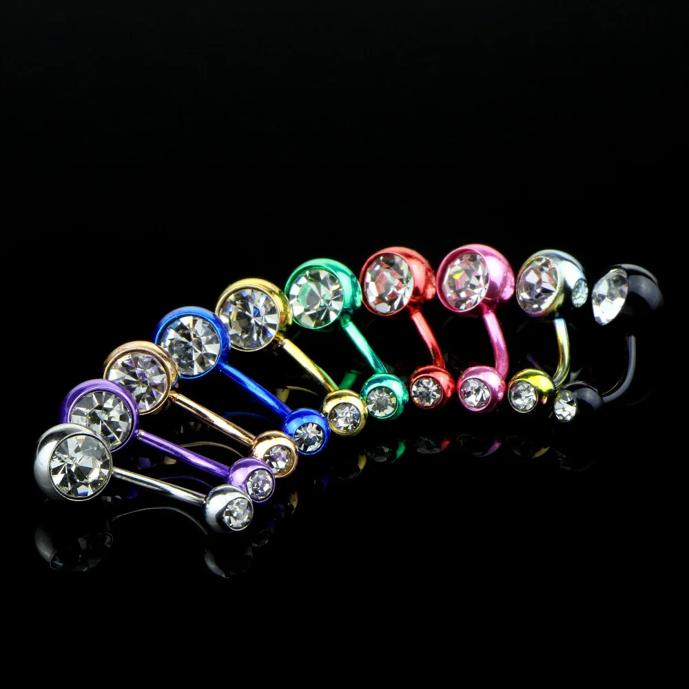 Stainless Steel Navel Studs Belly Rings Crystal Bell Button Ring