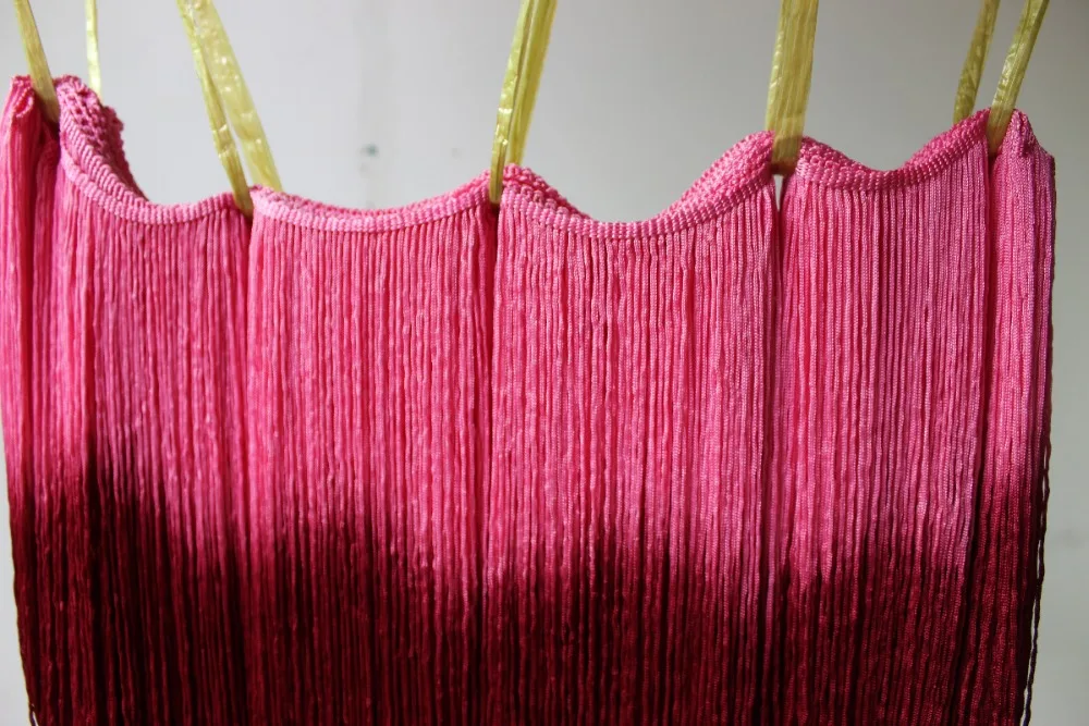 Dip Dye Ombre Fringe Tassel Soft Rayon Latin Macrame Dance Dress Trimming Samba Skirt Tassel 25cm Pink