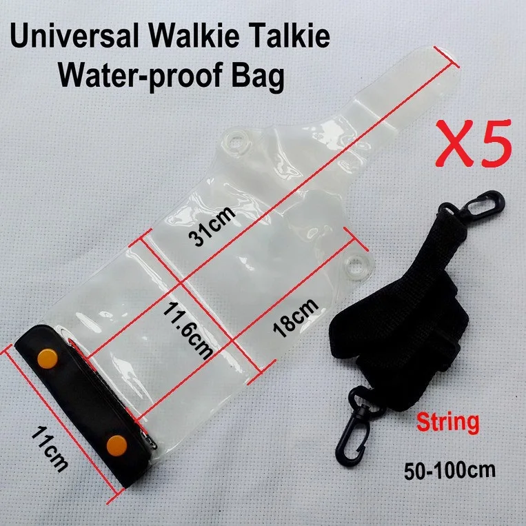 Wholesale 5pcs Sealed walkie talkie waterproof case Radio Protective Bag Dustproof Pouch For All
