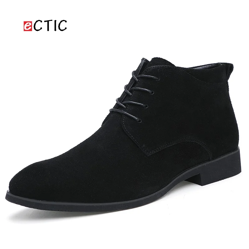 Ectic الشتاء الرجال الأحذية خمر عارضة الرجال أحذية عالية قمم الدانتيل متابعة الدافئة الصحراء الأحذية نوعية جيدة دروبشيبينغ سميكة تسولي