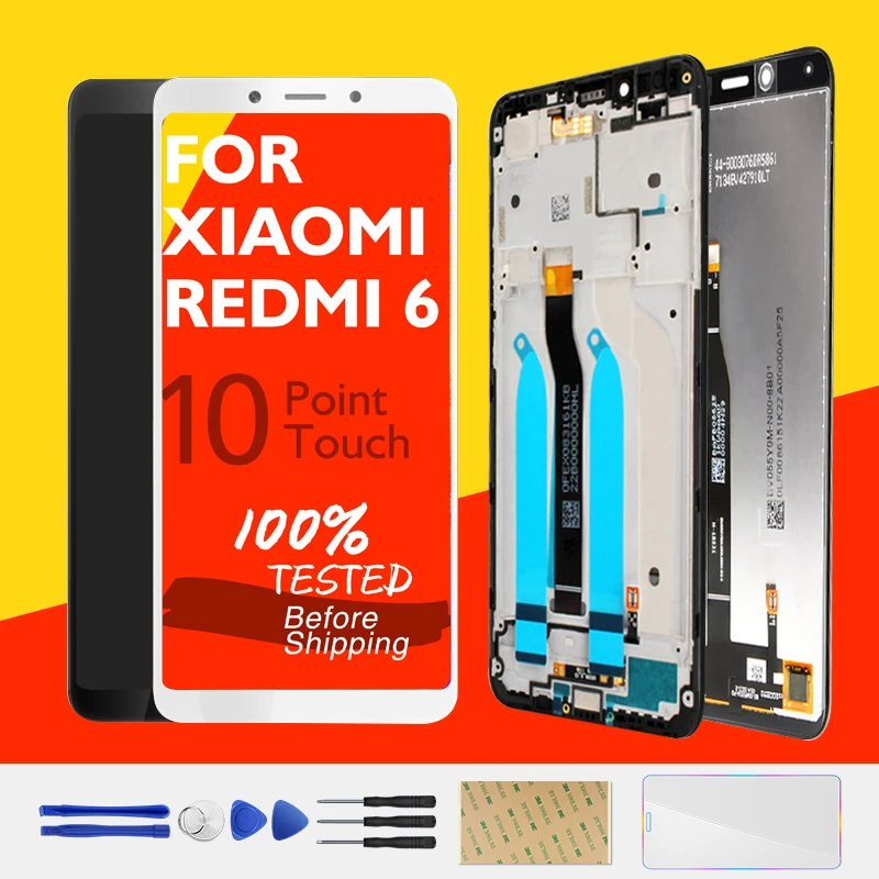 

For Xiaomi Redmi 6 LCD Display + Frame 10 Touch Screen For Redmi 6 LCD Digitizer Assembly Replacement Repair Spare Parts Tested